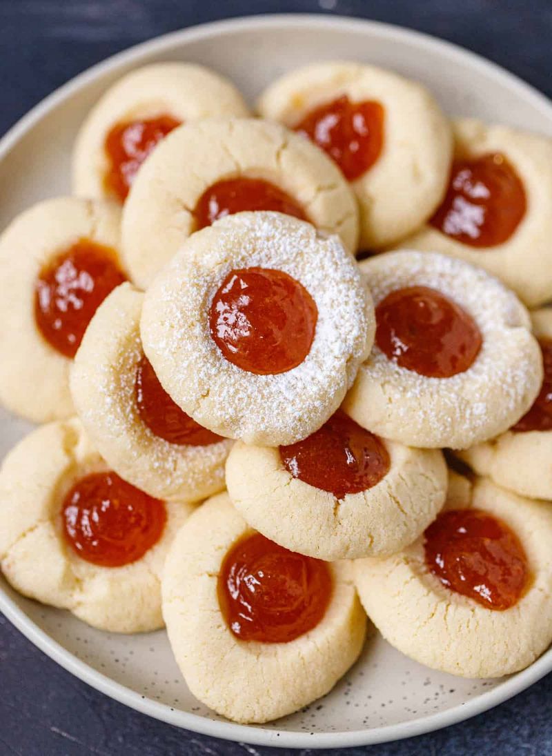 Cherry Jam Thumbprint Cookies