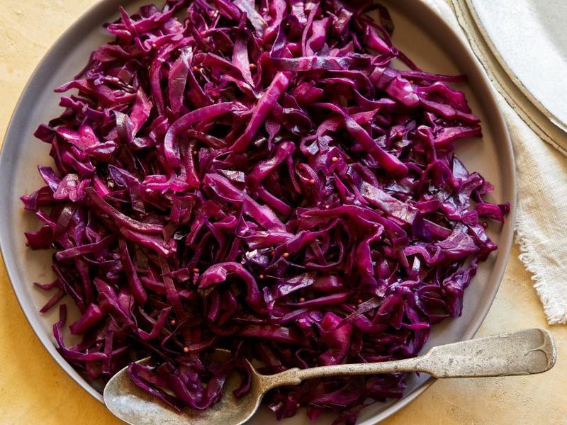 Sauteed Red Cabbage with Mustard Seeds