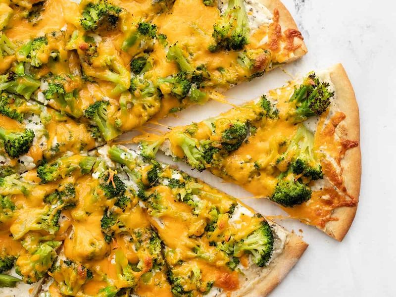 Broccoli and Cheddar Pizza