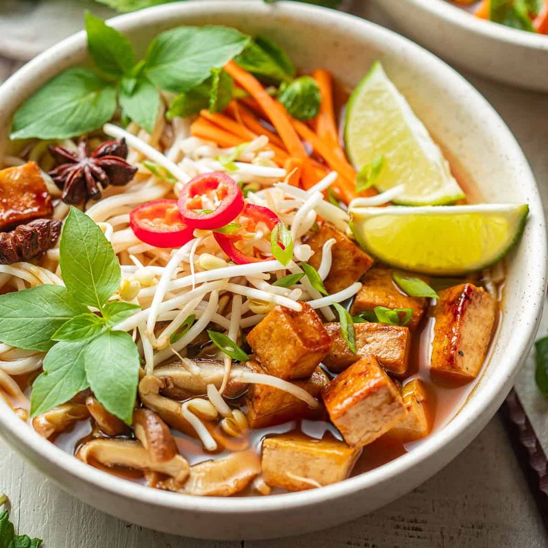 Vegan Pho with Tofu and Mushroom