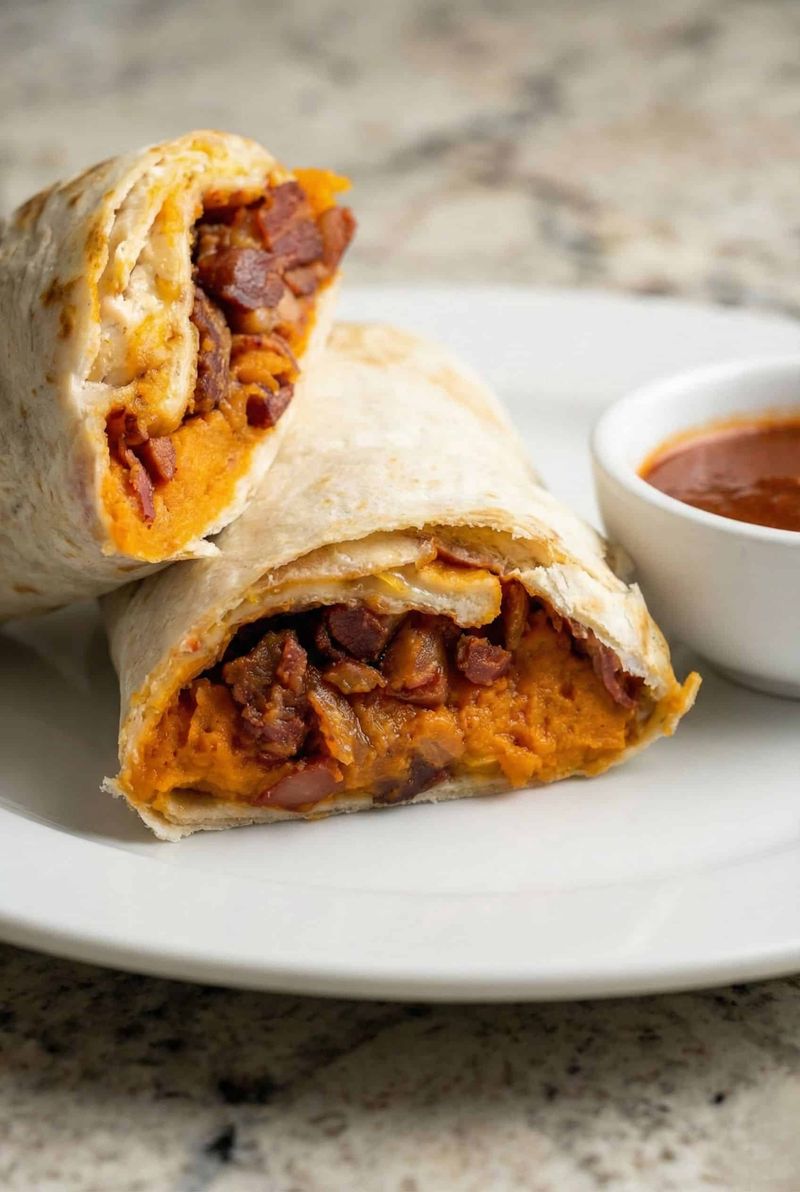 Sweet Potato, Black Bean, And Chipotle Sauce Burrito