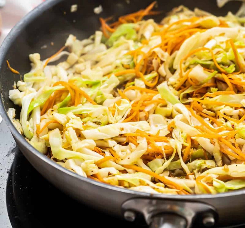Cabbage And Carrot Stir-Fry Over Rice