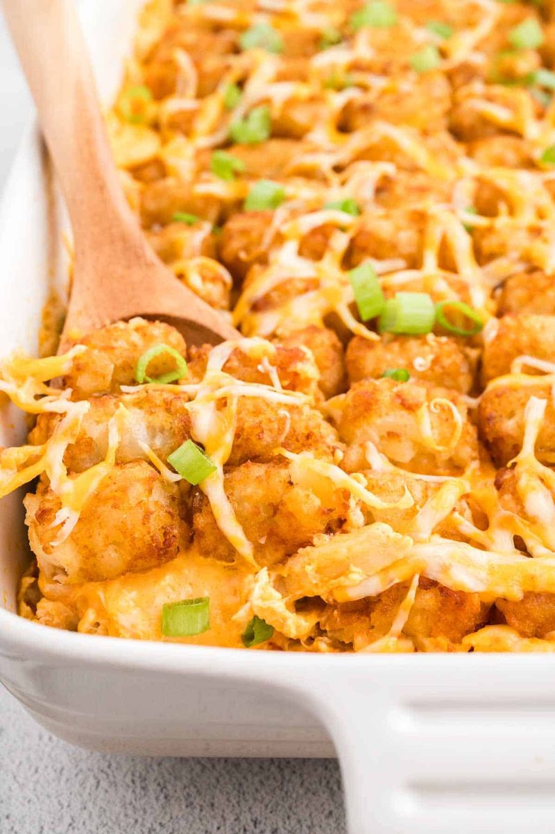 Buffalo Chicken Tater Tot Bake