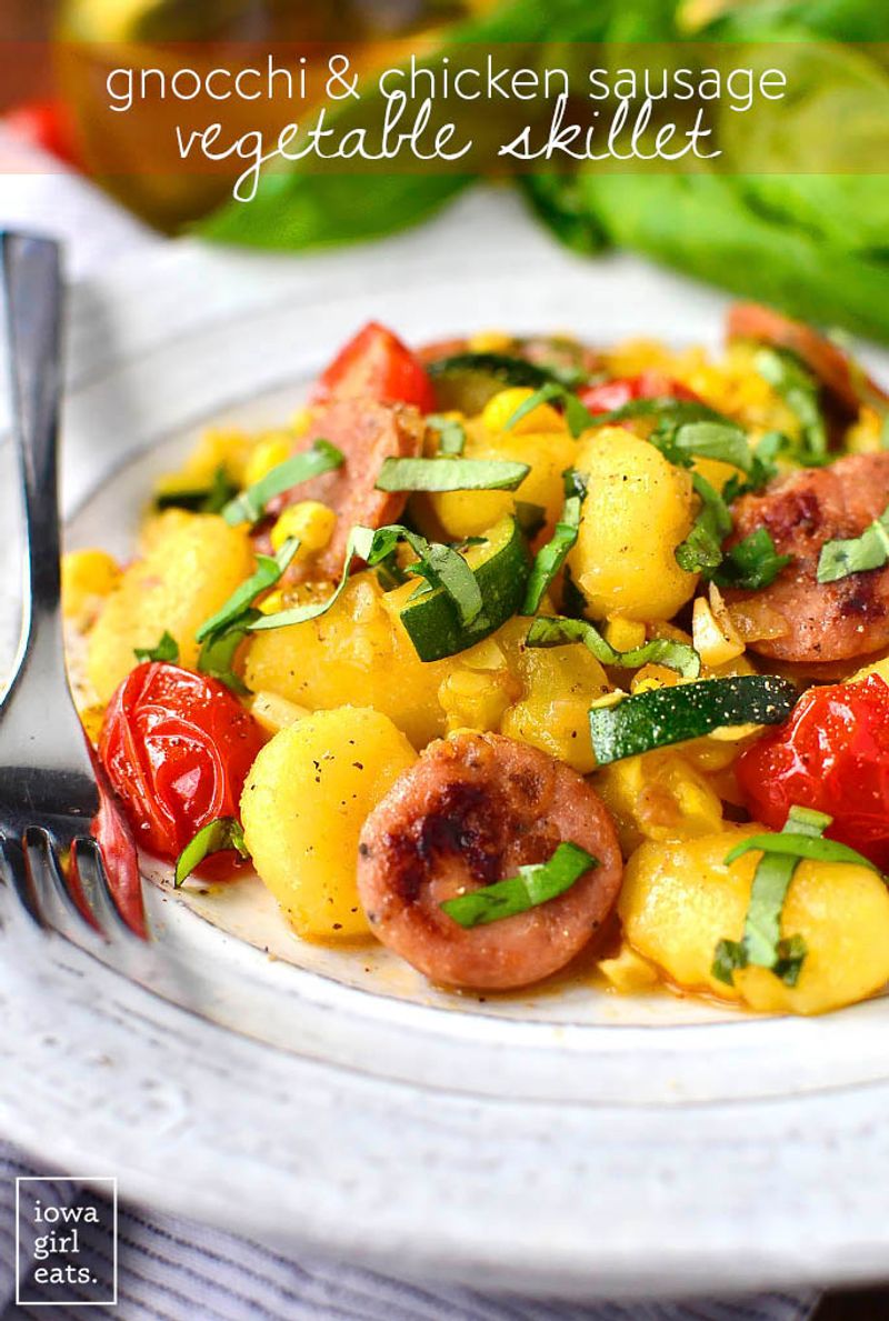 Chicken sausage and gnocchi skillet