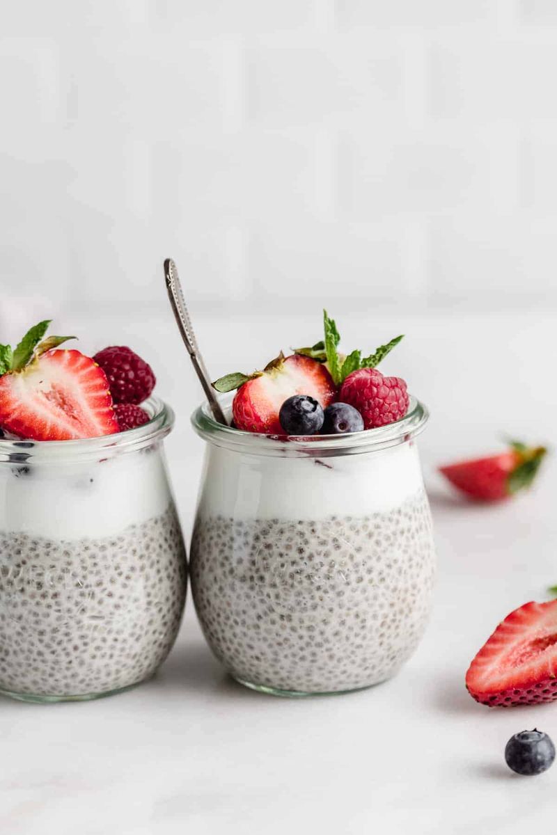 Chia pudding with vanilla and berries
