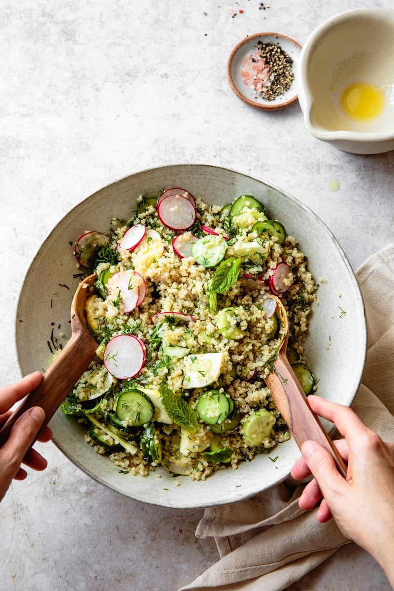 Cucumber Salad with Crispy Quinoa
