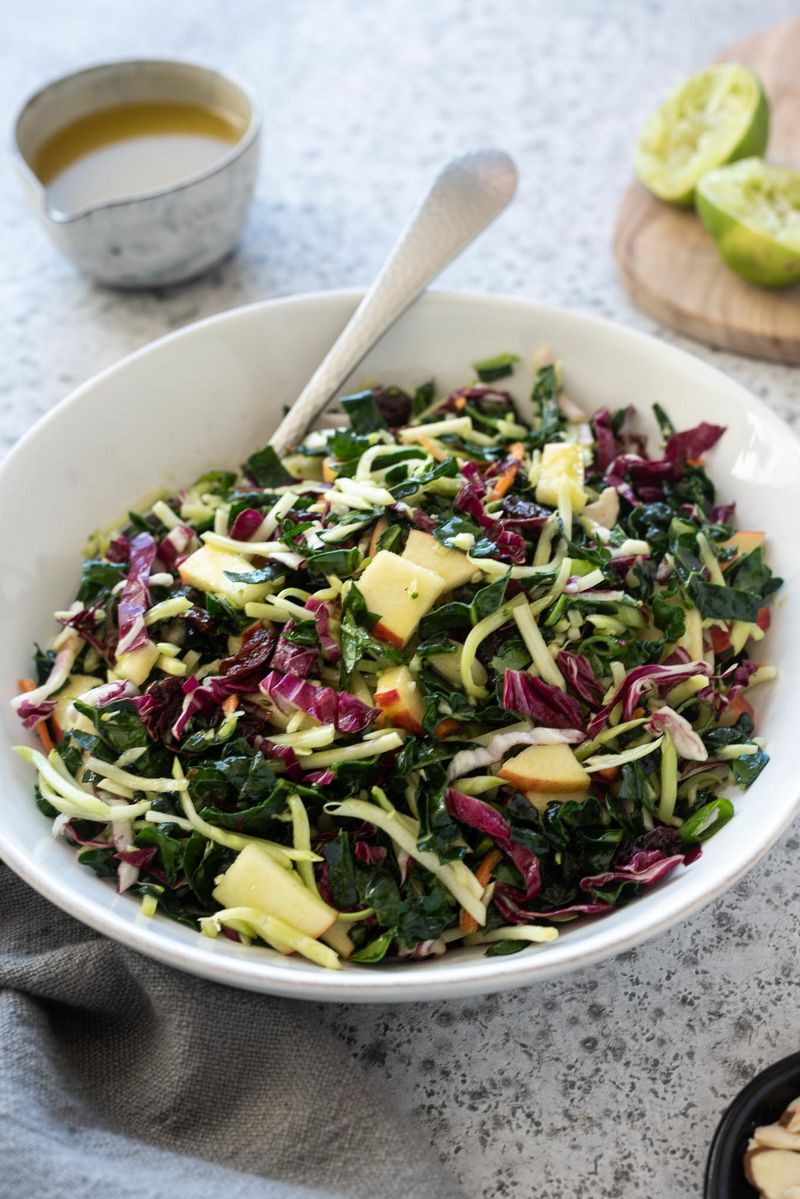 Kale and Cabbage Salad With Cranberries and Almonds