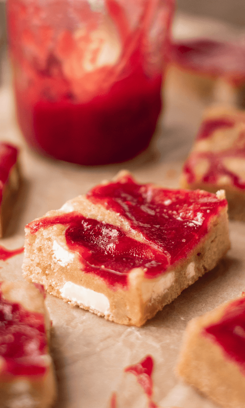 White chocolate raspberry blondies