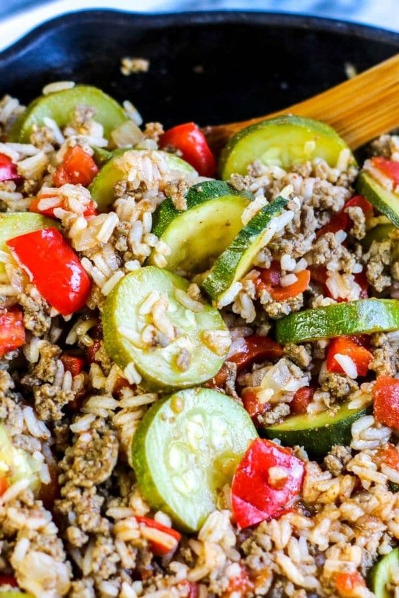 Ground Beef Zucchini and Rice Casserole