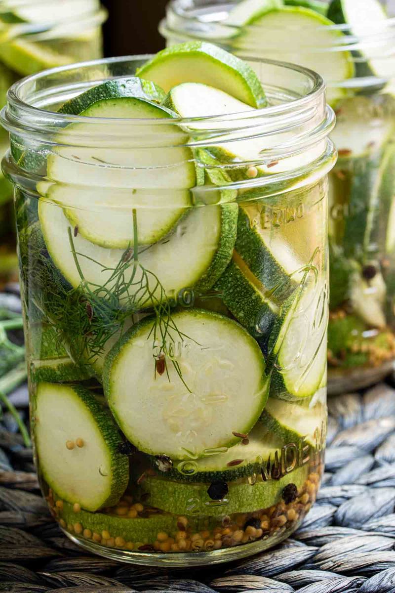 Zucchini Pickles With Garlic and Mustard Seed