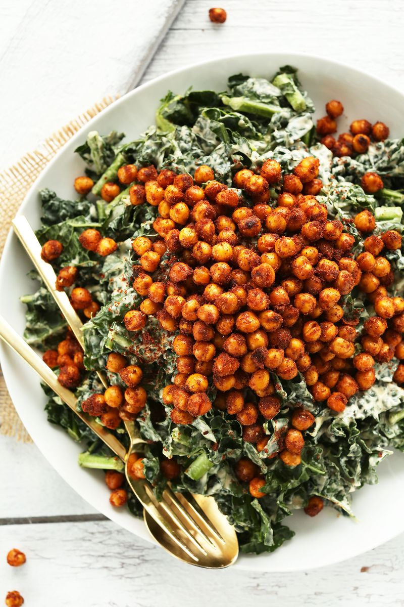 Superfood Kale Salad with Tahini Orange Dressing