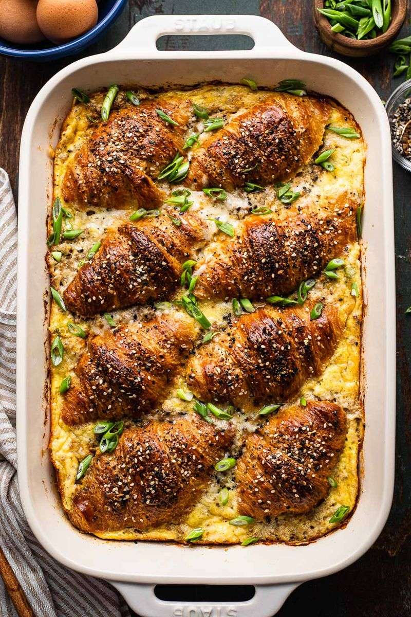Croissant Sausage Mushroom and Egg Bake