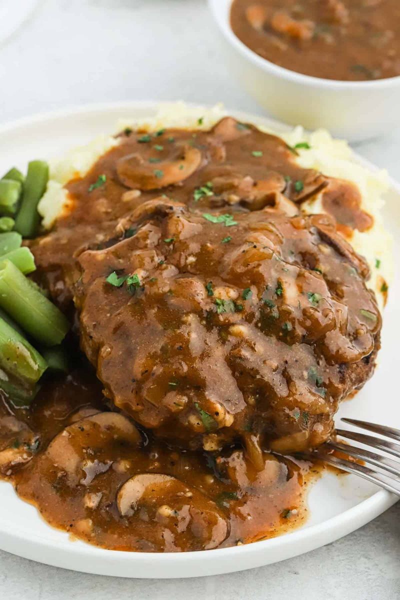 Salisbury Steak Smothered in Mushroom Gravy