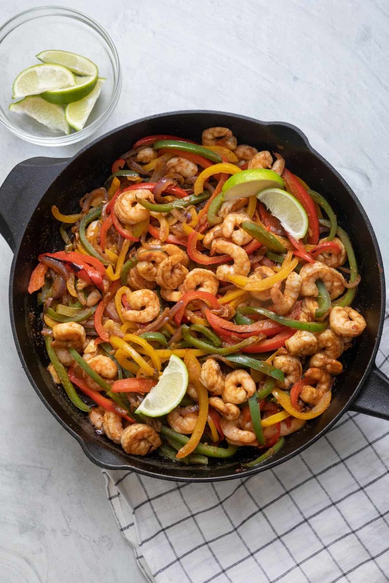 Skillet Blackened Shrimp Fajitas