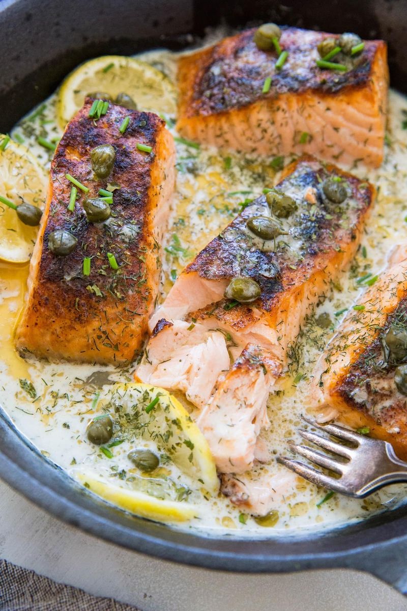 Pan-Seared Salmon With Lemon Caper Butter