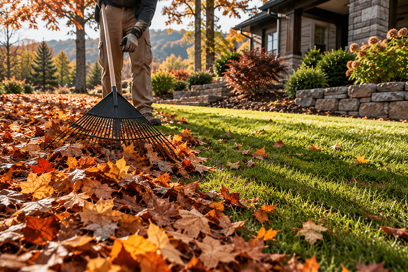 Keep excess leaves from smothering the lawn
