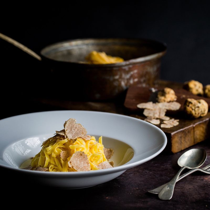 White Truffle Shavings Over Fresh Pasta