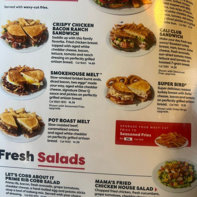 Denny’s (especially travel and franchise locations)