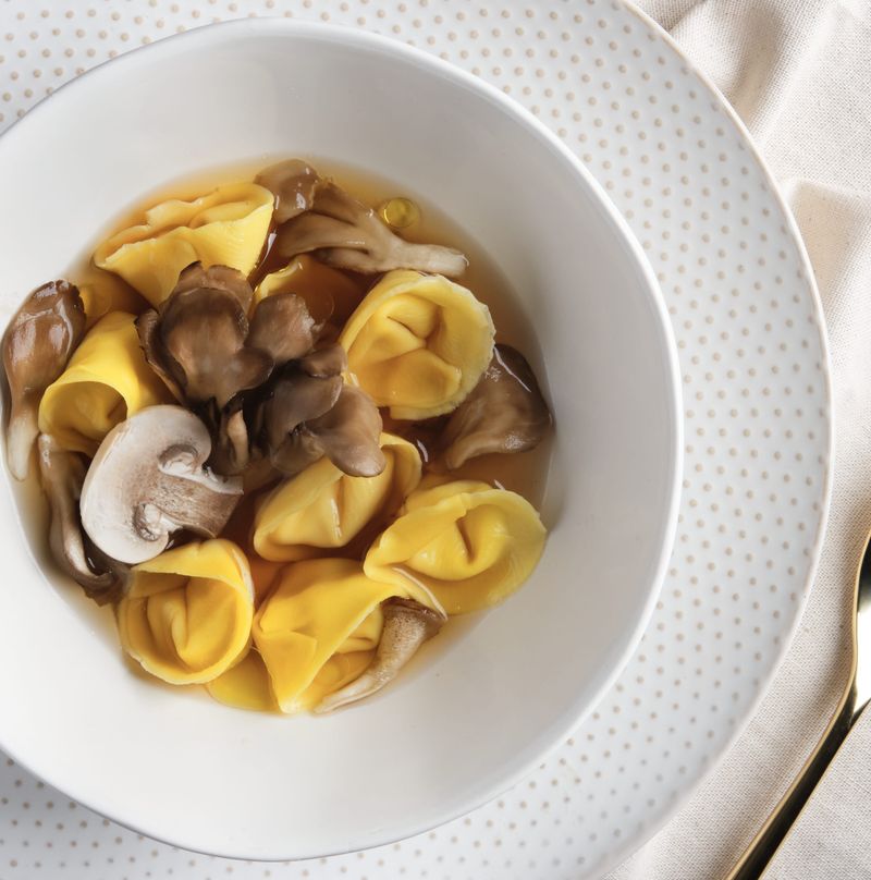 Ravioli en Brodo With Homemade Mushroom Broth