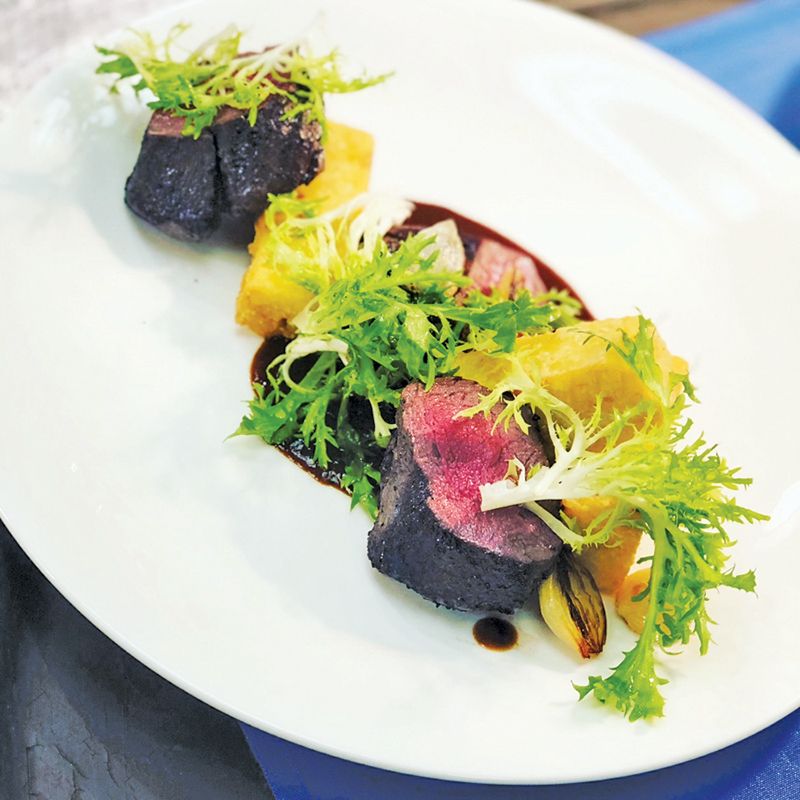 Coffee-Rubbed Venison With Bitter Greens