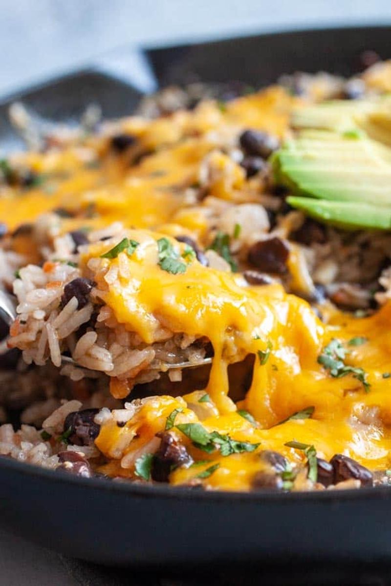 Cheesy Rice and Black Bean Skillet