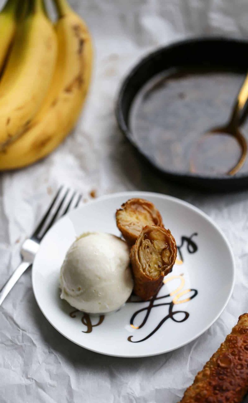 Banana Foster Egg Rolls