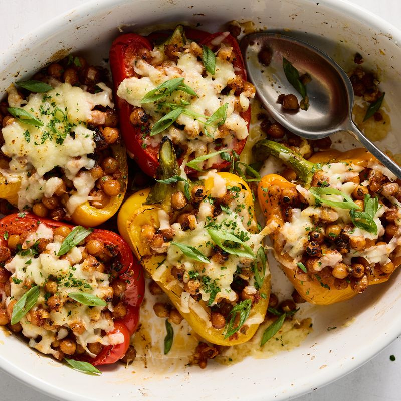 Stuffed Bell Peppers with Rice and Chickpeas