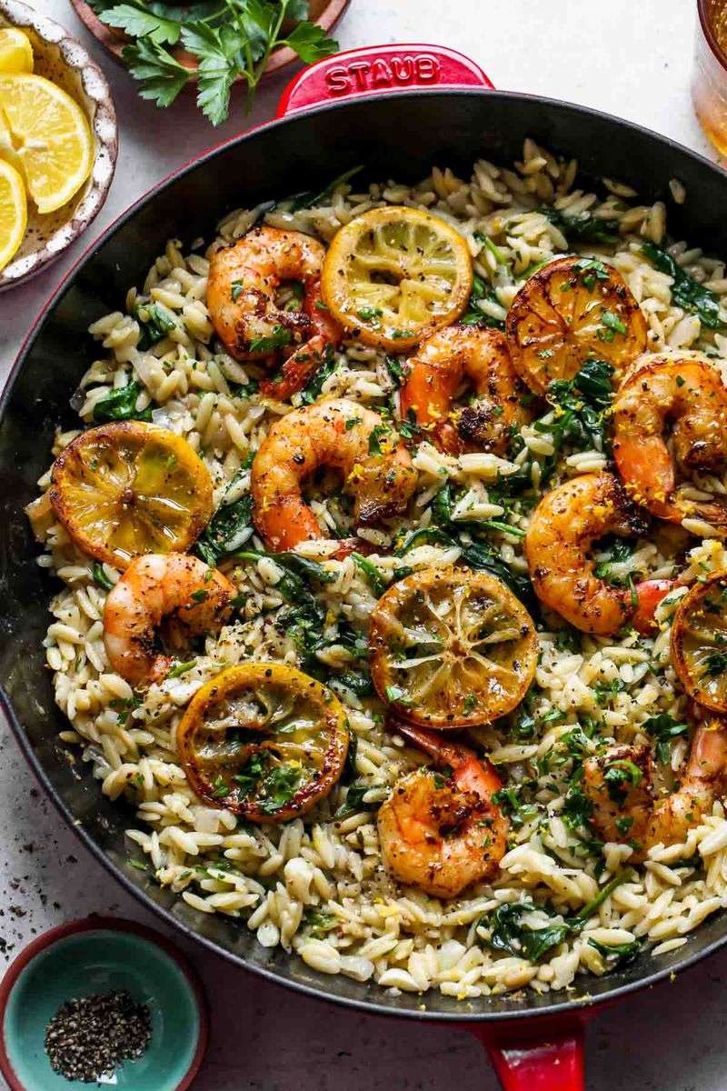 One-pot lemon herb orzo with shrimp