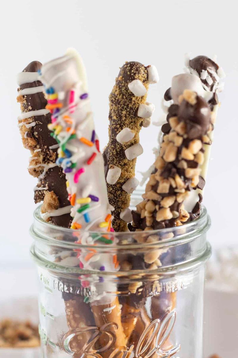 Chocolate-covered pretzel rods