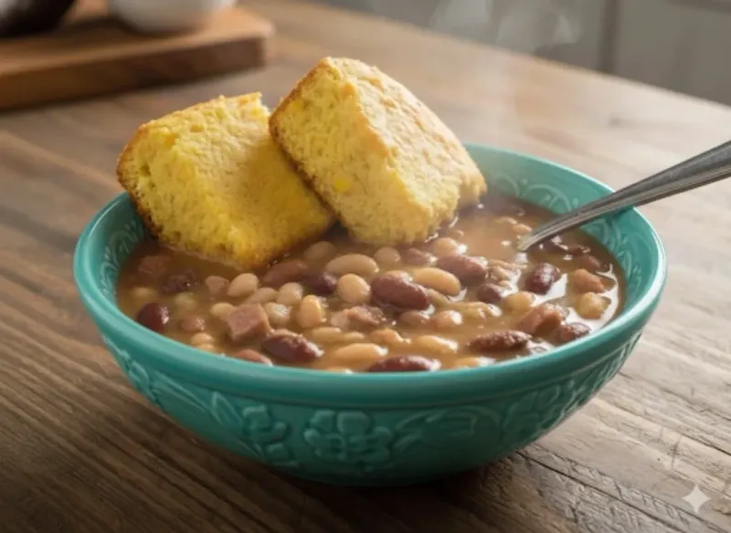 Bean and cornbread supper
