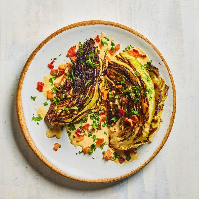 Cabbage Wedges with Bacon Drippings and Parmesan