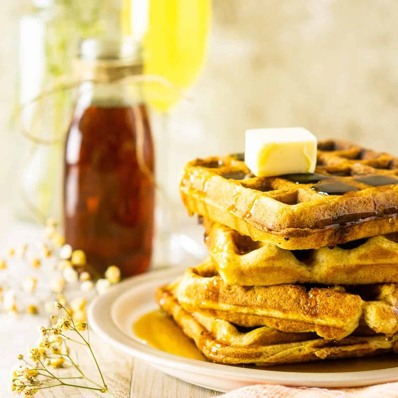 Waffles With Butter and Syrup