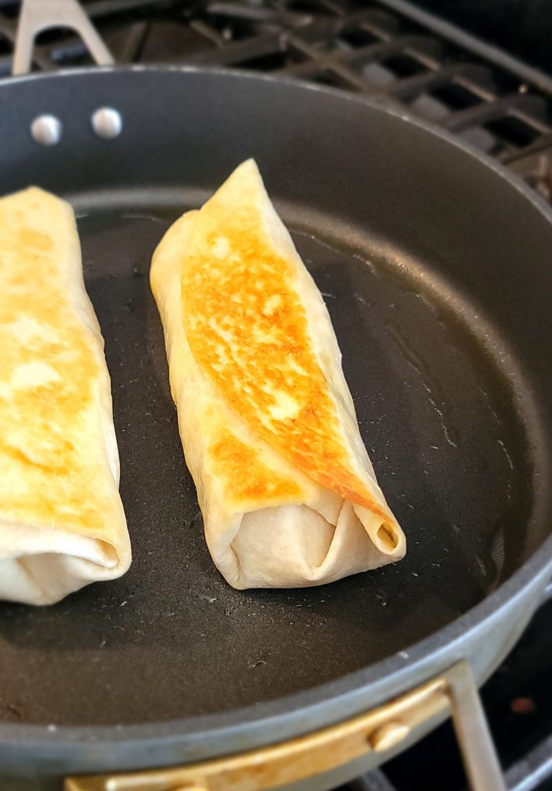 Pan-Fry or Grill the Burrito After Rolling