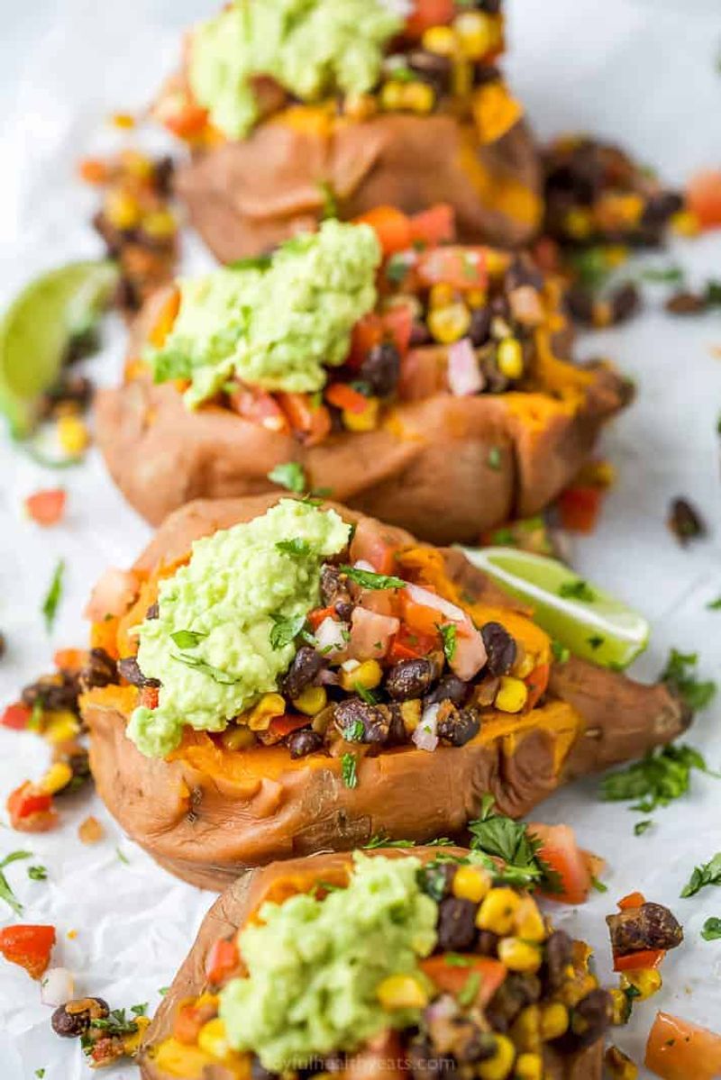 Baked Sweet Potatoes With Black Beans