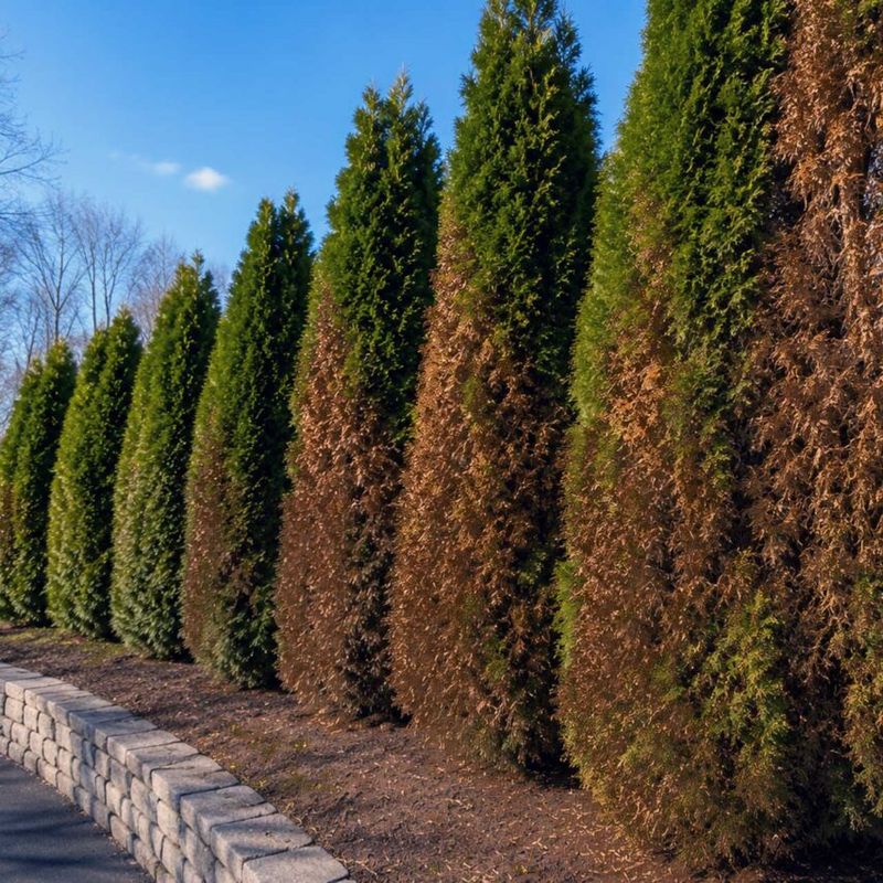 Browning beside a driveway is a clue, not a diagnosis