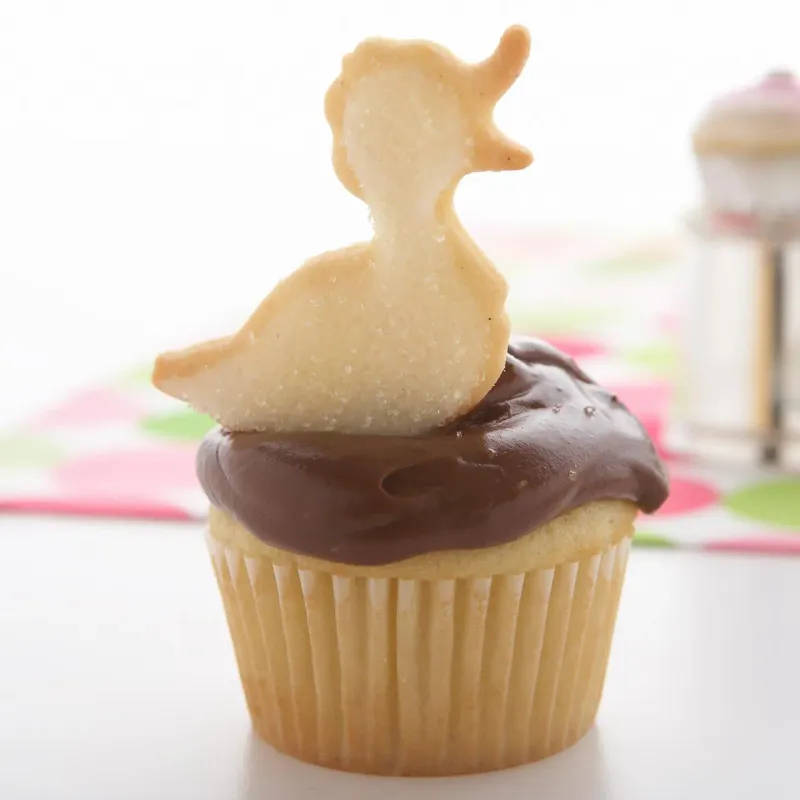 Classic Yellow Cupcakes with Duck Cutouts