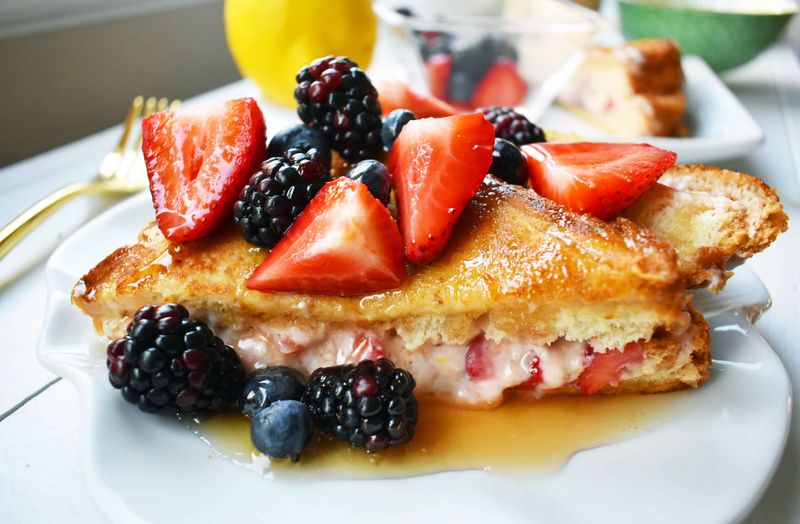 Stuffed French toast with cream cheese and jam