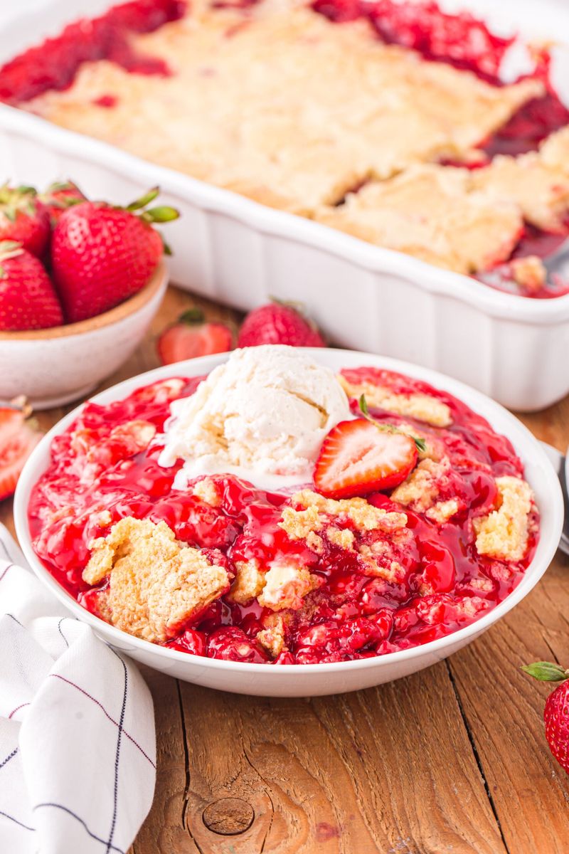 Strawberry Dump Cake with Butter Topping