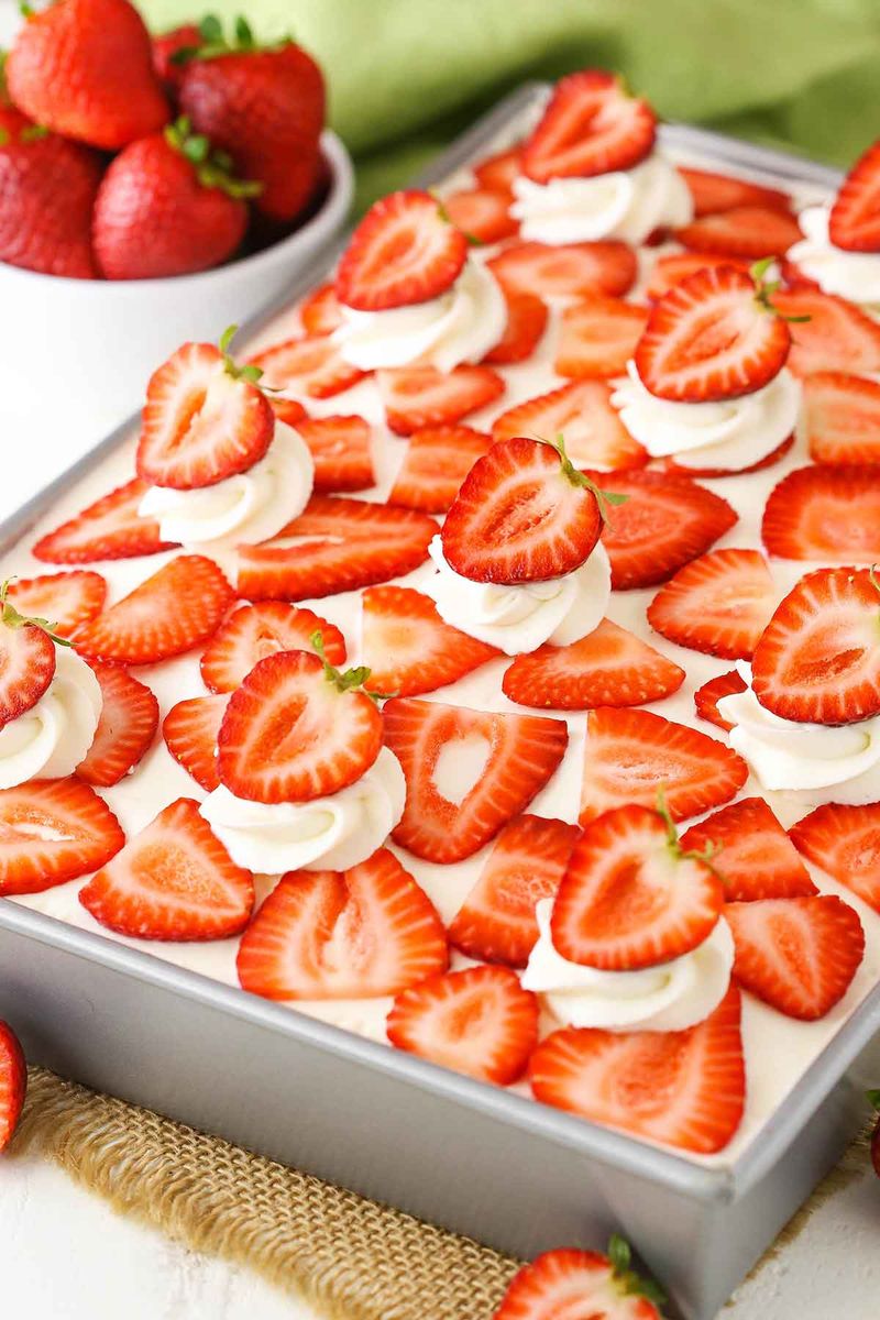 Strawberry Poke Cake Refrigerator Dessert