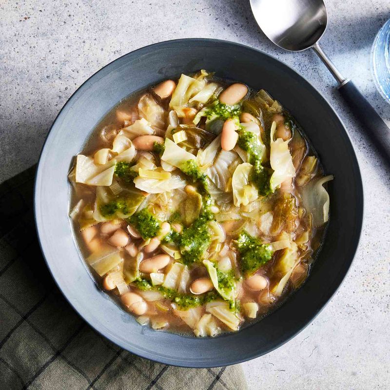 Quick Cabbage and White Bean Soup