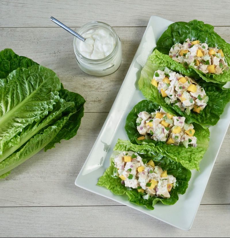 Chicken salad lettuce boats