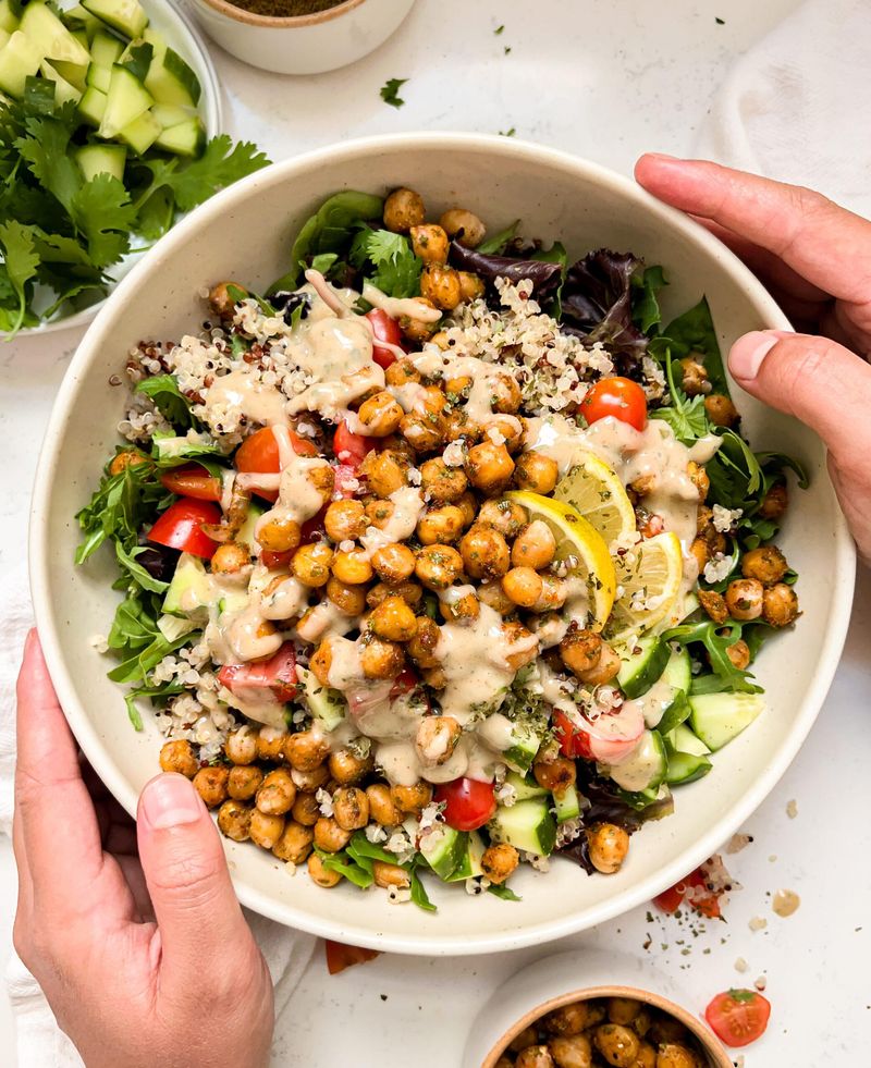 Crispy Roasted Chickpea Grain Bowls