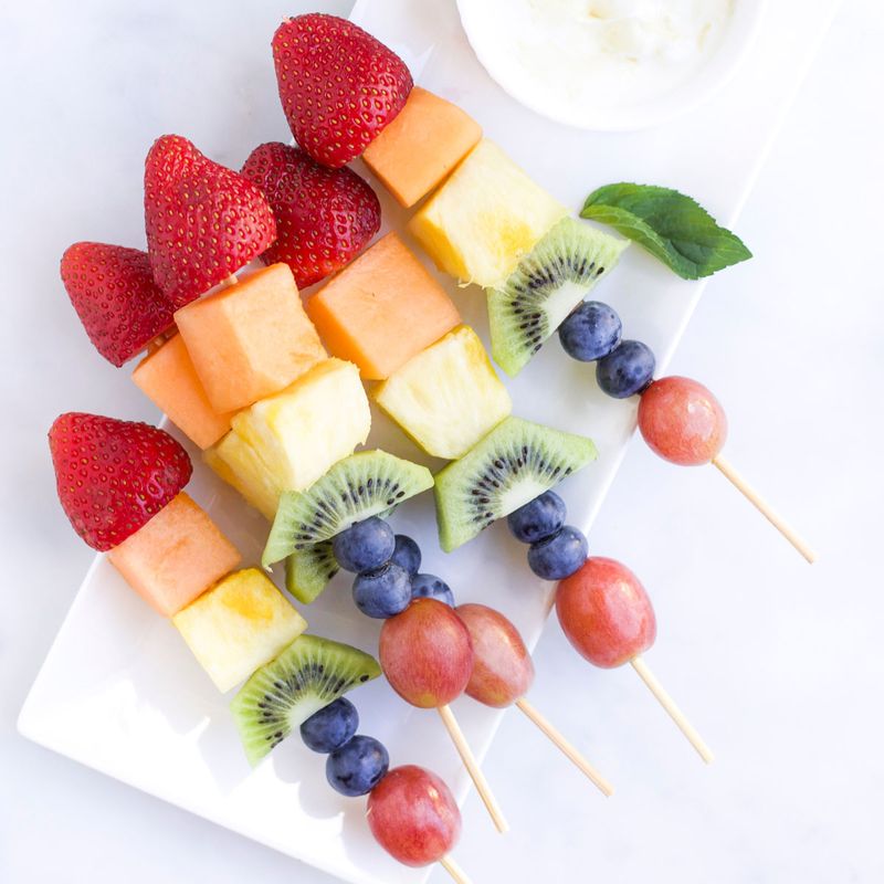 Fruit Skewers with Yogurt Dip