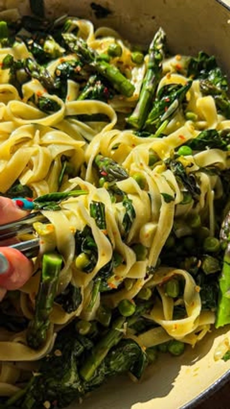 Tagliatelle with Asparagus and Peas