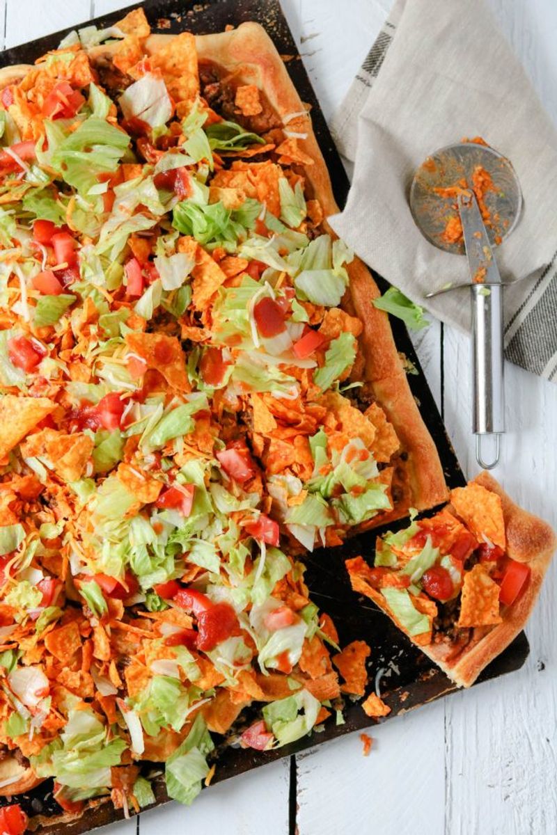Taco Pizza With Salsa And Crunchy Toppings