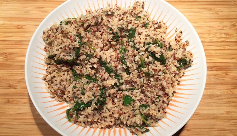 Chia Seeds Stirred into Cooked Grains