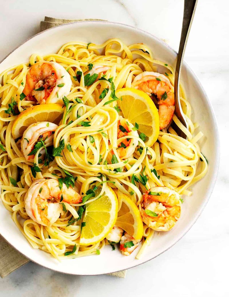Lemon garlic shrimp pasta salad