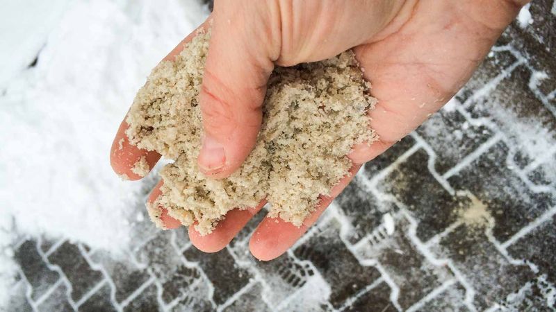 Sand adds traction, but it will not melt ice
