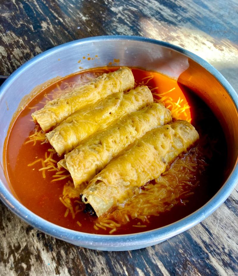 Chico's Tacos Flautas In Tomato Sauce