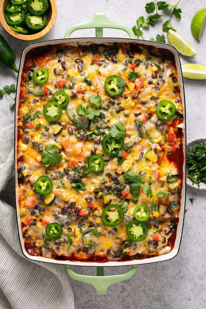 Black Bean and Veggie Enchilada Casserole